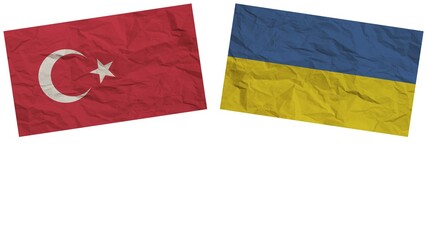 Ukraine and Turkey Flags Together Paper Texture Effect Illustration