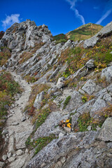 mt.iide trekking in autumn,  秋の快晴下の飯豊山トレッキング