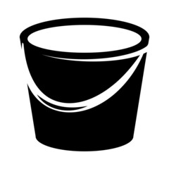 Bucket icon housekeeping cleaning tool. Black symbol isolated on white background. Vector illustration.