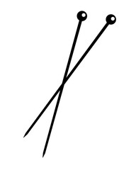Knitting needles. Knitting needles - vector silhouette illustration for logo or pictogram. Handmade tool - sign or symbol for identity