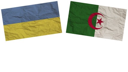 Algeria and Ukraine Flags Together Paper Texture Effect Illustration