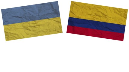 Colombia and Ukraine Flags Together Paper Texture Effect Illustration
