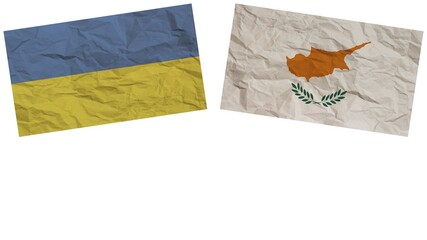 Cyprus and Ukraine Flags Together Paper Texture Effect Illustration