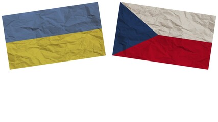 Czech Republic and Ukraine Flags Together Paper Texture Effect Illustration