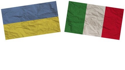 Italy and Ukraine Flags Together Paper Texture Effect Illustration