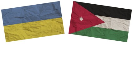 Jordan and Ukraine Flags Together Paper Texture Effect Illustration