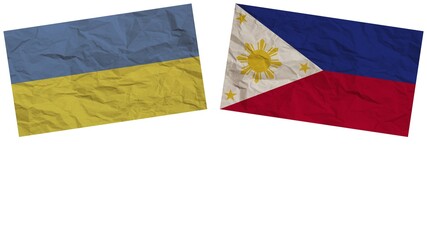 Philippines and Ukraine Flags Together Paper Texture Effect Illustration