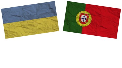 Portugal and Ukraine Flags Together Paper Texture Effect Illustration