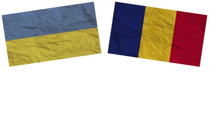 Romania and Ukraine Flags Together Paper Texture Effect Illustration