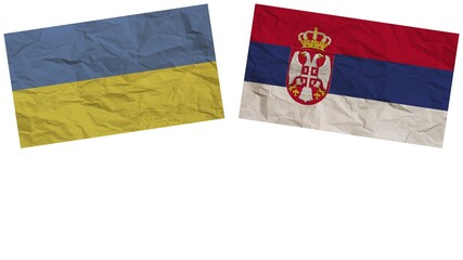 Serbia and Ukraine Flags Together Paper Texture Effect Illustration