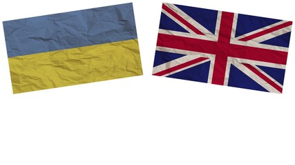 United Kingdom and Ukraine Flags Together Paper Texture Effect Illustration