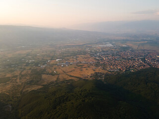 Aerial Sunset view of Belasitsa Mountain, Bulgaria