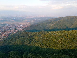 Aerial Sunset view of Belasitsa Mountain, Bulgaria