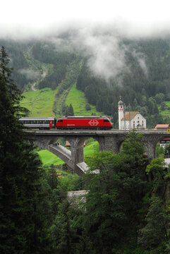 Train passing the Gotthard Pass,  Wassen - Switzerland