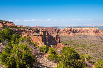 Fototapeta na wymiar Monument Canyon provides a stunning wide view from the Rim Rock Drive at Colorado National Monument.RAF