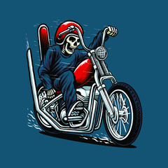 riding chopper motorcycle vector illustration - obrazy, fototapety, plakaty