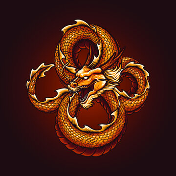 gold chinese dragon vector illustration