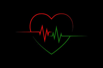 heart-shaped electrocardiogram wave icon. suitable for icons of hospitals, health, pharmacies, businesses, industries, initials, shops, etc..