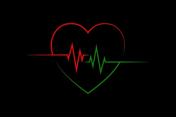 heart-shaped electrocardiogram wave icon. suitable for icons of hospitals, health, pharmacies, businesses, industries, initials, shops, etc..