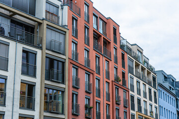 Fototapeta na wymiar modern row houses in different colors