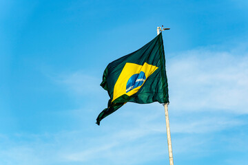 Brazil's flag. Flag of Brazil in the wind.