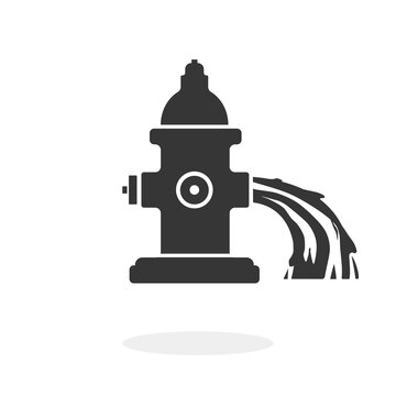 Open or Damaged Fire Hydrant Black Icon Vector illustration