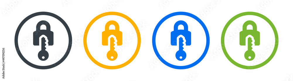 Poster padlock with key icon vector illustration.