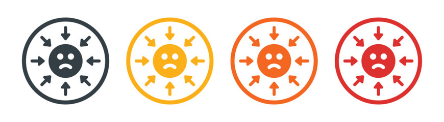 Emoji face with sad, unhappy, pressure icon. Expression concept