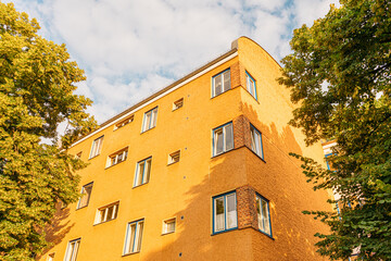 orange apartment house at prenzlauer berg, berlin