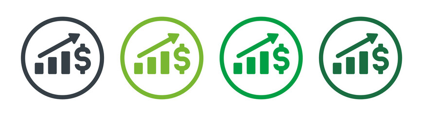 Growth chart, increase profit icon vector illustration.