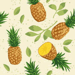 Vector summer pattern with pineapples. Seamless texture design.