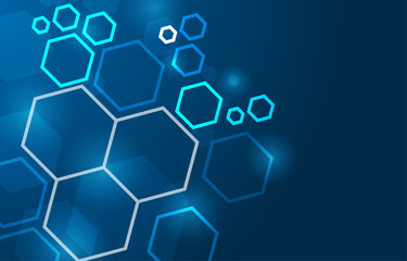 hexagon technology with dark blue background. abstract futuristic Illustration Vector design high tech digital social network connect concept.