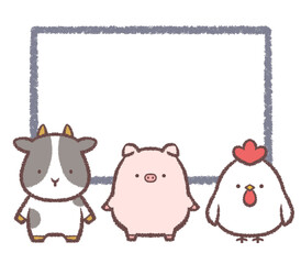 ウシとブタとニワトリのフレーム © kino