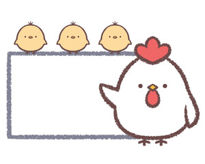 案内するニワトリとヒヨコのフレーム © kino