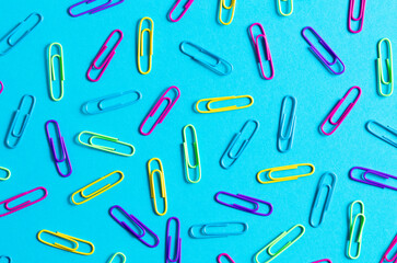 Rainbow Paperclips on a Blue Background