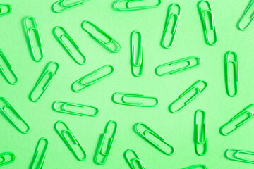 Background of Green Paperclips Great for Back to School