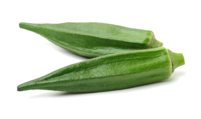 Fresh young okra isolated on white background