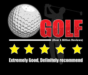 golf five stars definitely recommend - obrazy, fototapety, plakaty