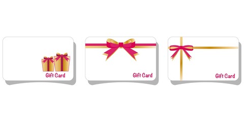 Decorative Gift card mock up. Gift card with ribbon decoration. Gift card illustration. Vector