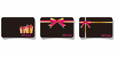 Decorative Gift card mock up. Gift card with ribbon decoration. Gift card illustration. Vector
