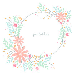 floral elements and flowers wreaths in watercolor style for cards and wedding invitations.