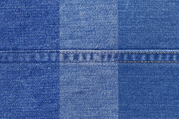 Blue Denim or jeans three style fabric with seam texture abstract background