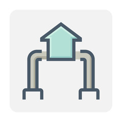 Smart home or home automation vector icon. Include robot or robotic arm. That machine, artificial intelligence or assistant for service, cleaning and cooking. Concept for futuristic, future. 48x48 px.