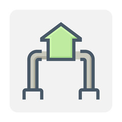 Smart home or home automation vector icon. Include robot or robotic arm. That machine, artificial intelligence or assistant for service, cleaning and cooking. Concept for futuristic, future. 48x48 px.