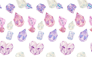 宝石の手描き水彩風連続背景パターン
