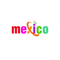 Mexico text with Swoosh Symbol Logo Design. Vector Illustration.