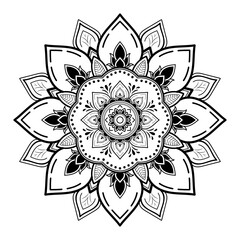 Mandala pattern design with hand drawn, Vector mandala Oriental pattern, Unique design with petal flower. Concept relax and meditation use for page logo book