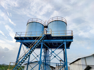 Water tank in the factory. System water control industry