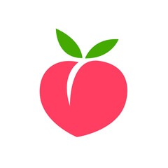 Peach icon,vector illustration. Flat design style. vector peach icon illustration isolated on White background, peach icon Eps10. peach icons graphic design vector symbols.
