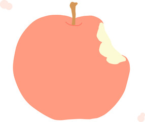 優しい色のかじったリンゴ